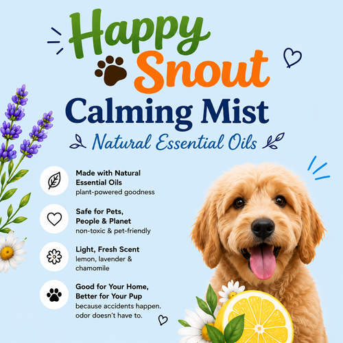 Happy Snout Calming Mist for Dogs | Natural Chamomile, Lavender & Lemon Spray | Refreshing Dog Room & Bedding Mist | 4 oz Glass Bottle