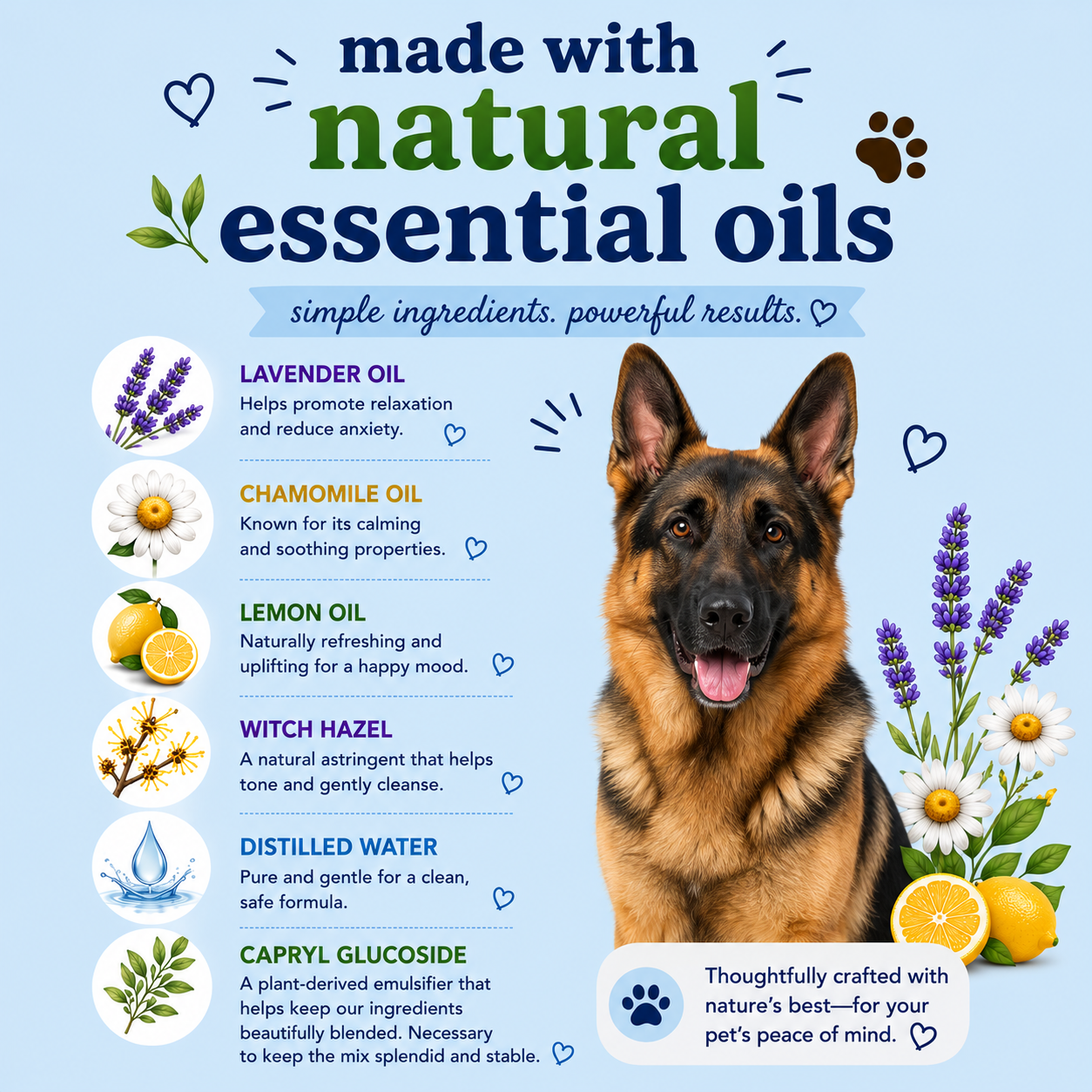 Happy Snout Calming Mist for Dogs | Natural Chamomile, Lavender & Lemon Spray | Refreshing Dog Room & Bedding Mist | 4 oz Glass Bottle